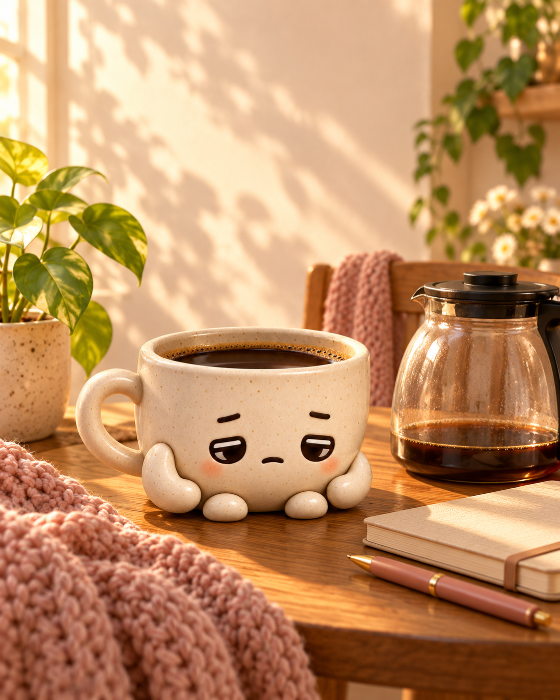 Monday, a cream ceramic coffee cup carrying the morning